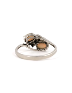 Bague contemporaine en argent 925 sertie d'opales et de zirconiums - - 4