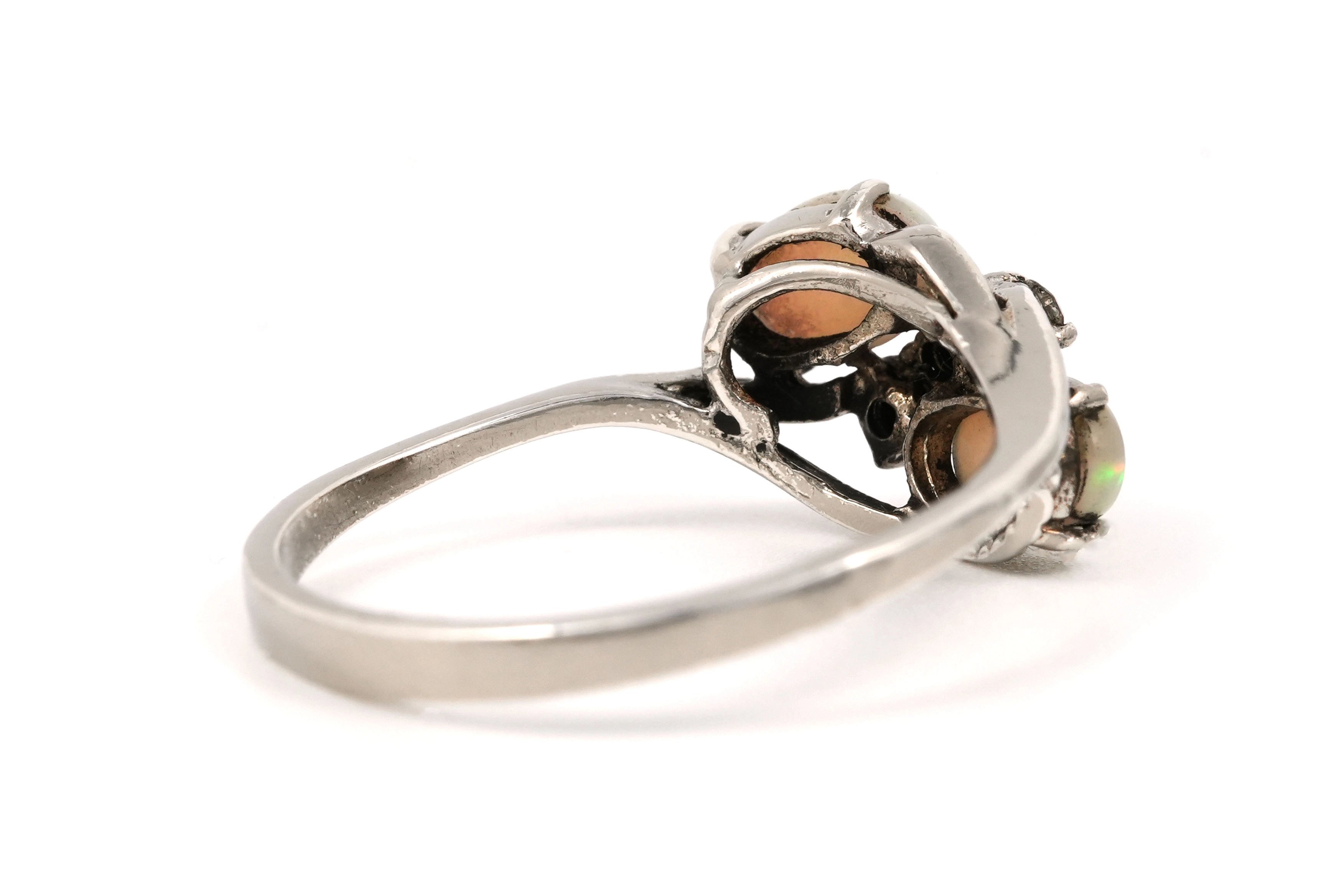 Bague contemporaine en argent 925 sertie d'opales et de zirconiums - - 5
