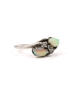 Bague contemporaine en argent 925 sertie d'opales et de zirconiums - - 6