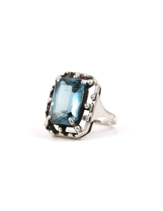 Bague Art Déco en argent 835 sertie d'un cristal - - 2