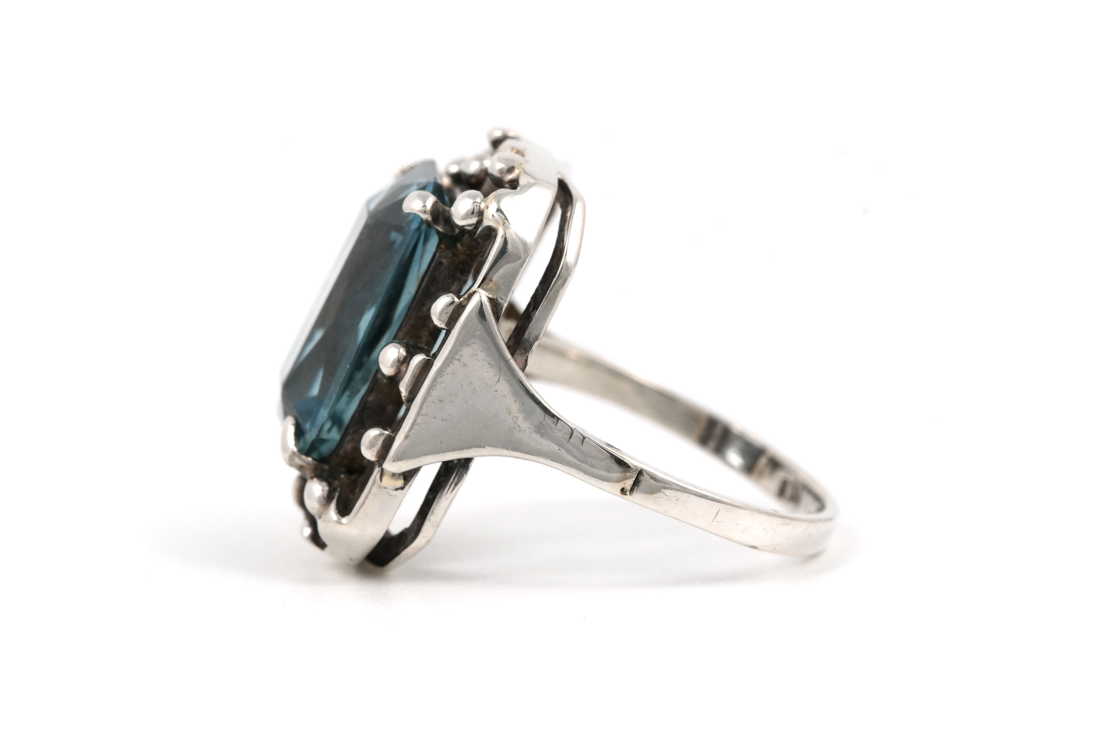 Bague Art Déco en argent 835 sertie d'un cristal - - 3