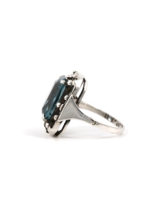 Bague Art Déco en argent 835 sertie d'un cristal - - 3