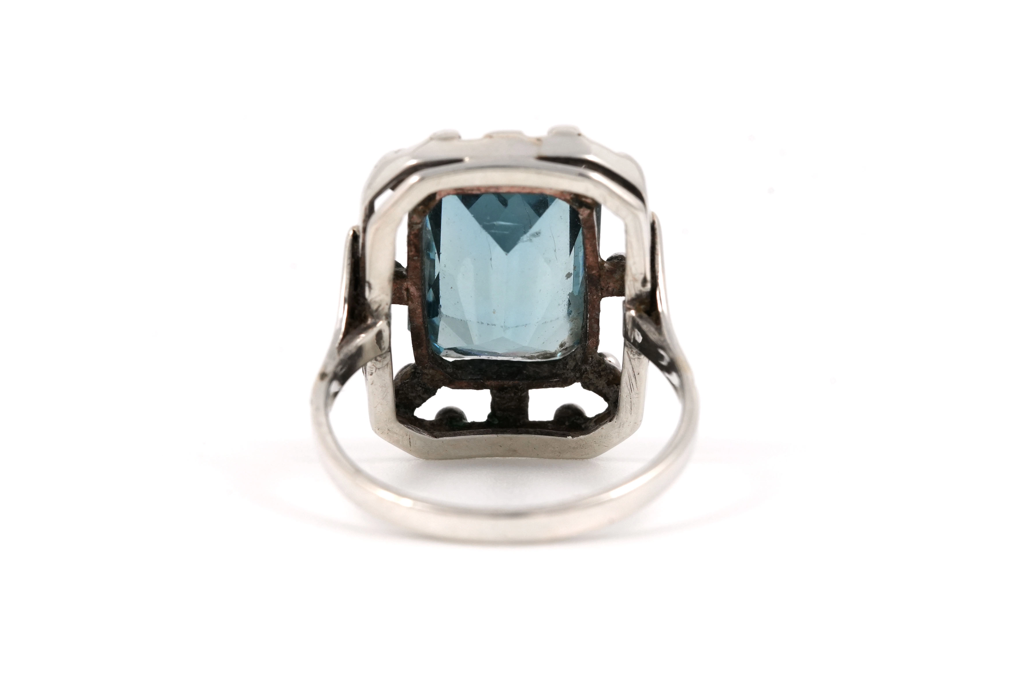 Bague Art Déco en argent 835 sertie d'un cristal - - 4