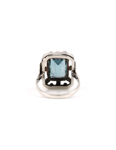 Bague Art Déco en argent 835 sertie d'un cristal - - 4