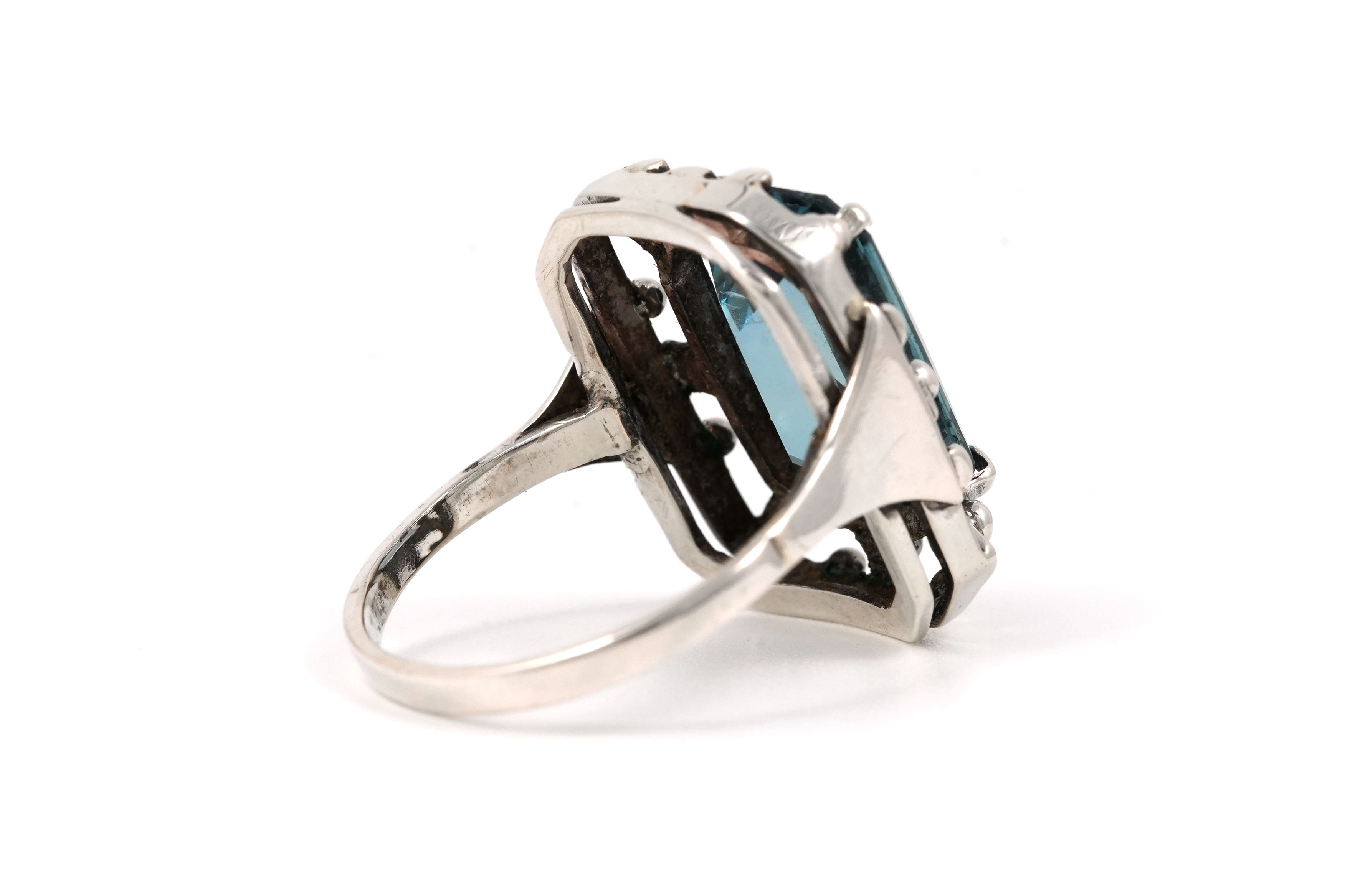 Bague Art Déco en argent 835 sertie d'un cristal - - 5