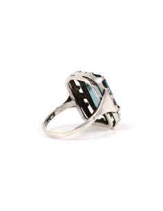 Bague Art Déco en argent 835 sertie d'un cristal - - 5