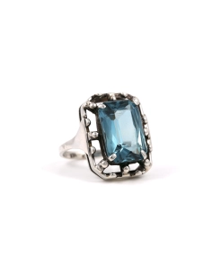 Bague Art Déco en argent 835 sertie d'un cristal - - 6