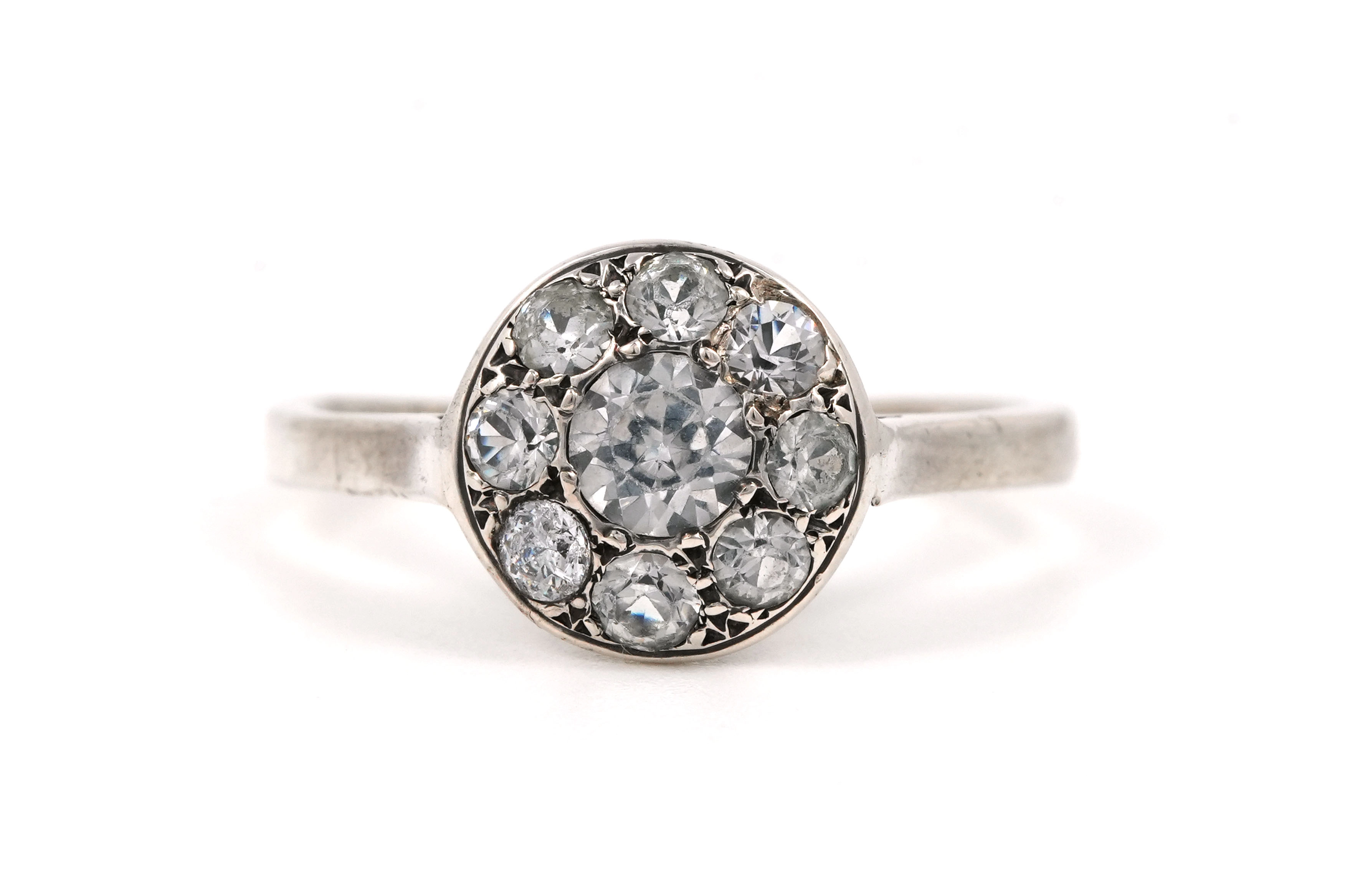 Bague Art Déco en argent sertie de strass - - 1