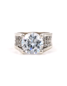 Bague contemporaine en argent 925 sertie de zirconiums - - 1