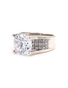 Bague contemporaine en argent 925 sertie de zirconiums - - 2