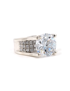 Bague contemporaine en argent 925 sertie de zirconiums - - 6