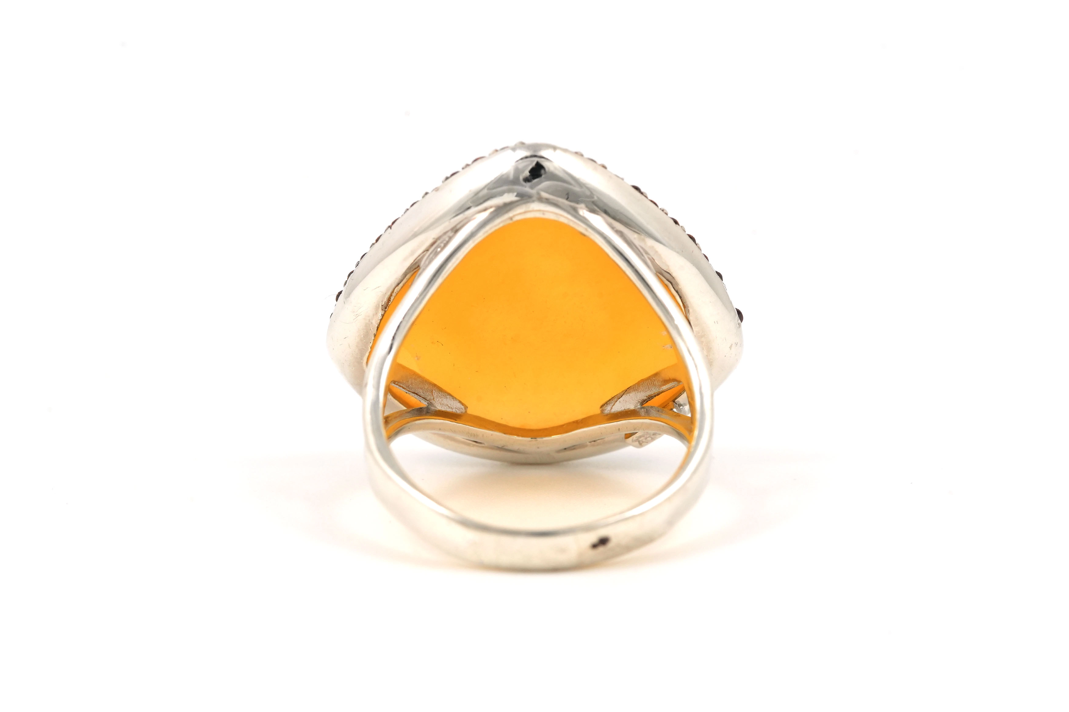 Bague contemporaine en argent 925 sertie d'une serpentine et de zircons - - 4