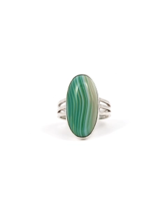 Bague Années 70 en argent sertie d'une agate - - 1