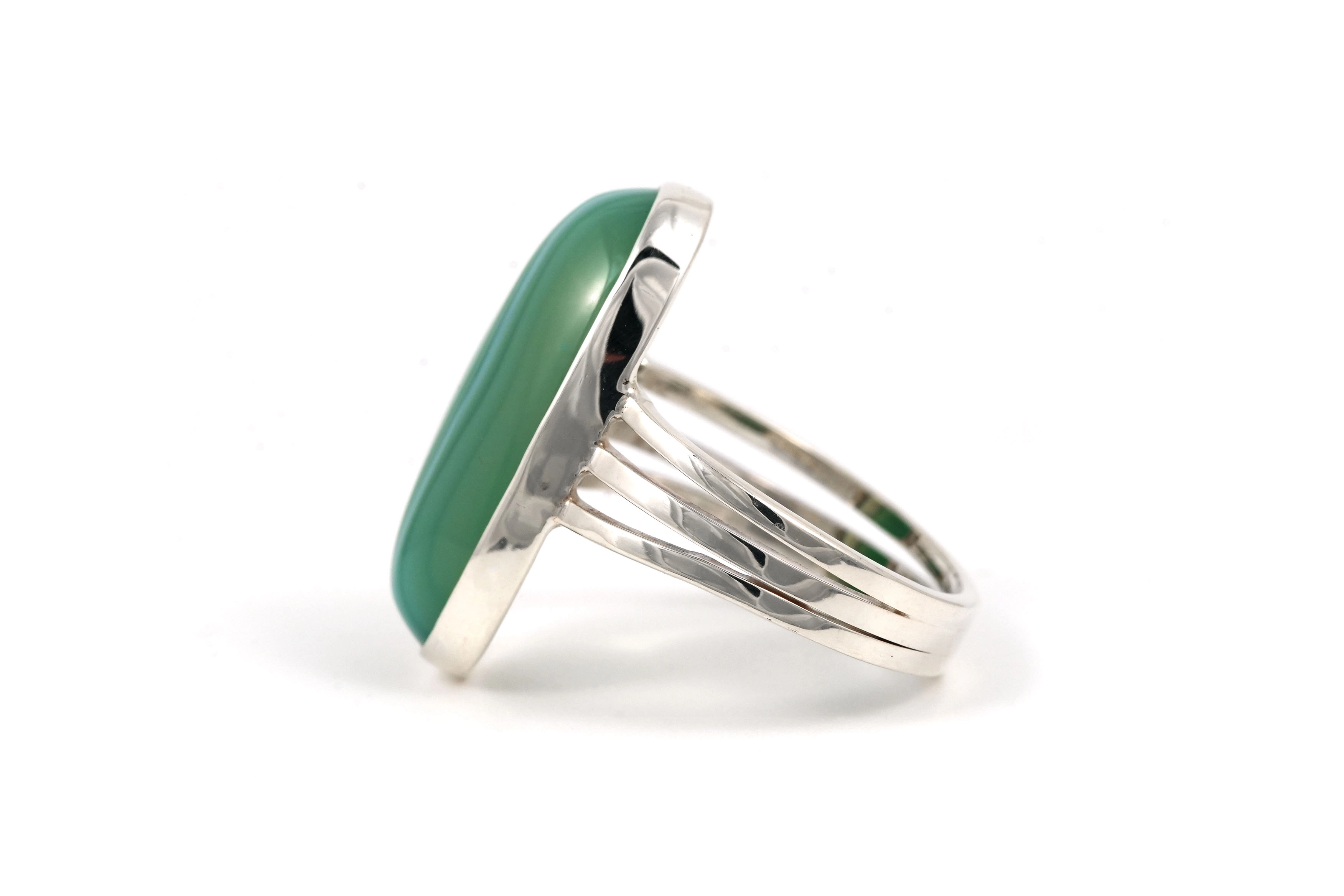 Bague Années 70 en argent sertie d'une agate - - 3