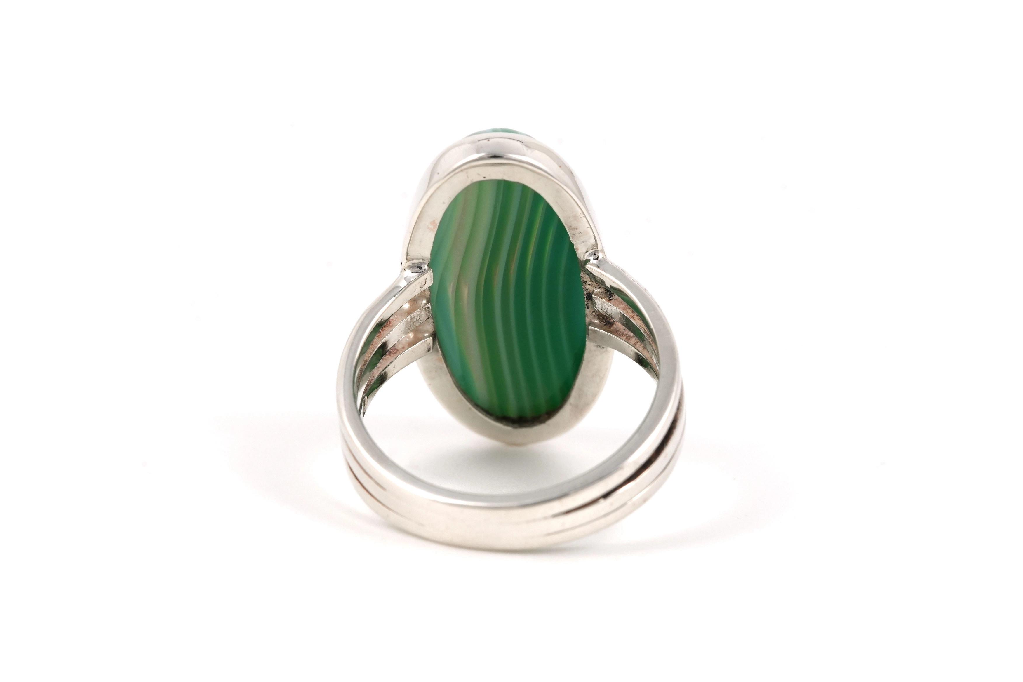 Bague Années 70 en argent sertie d'une agate - - 4