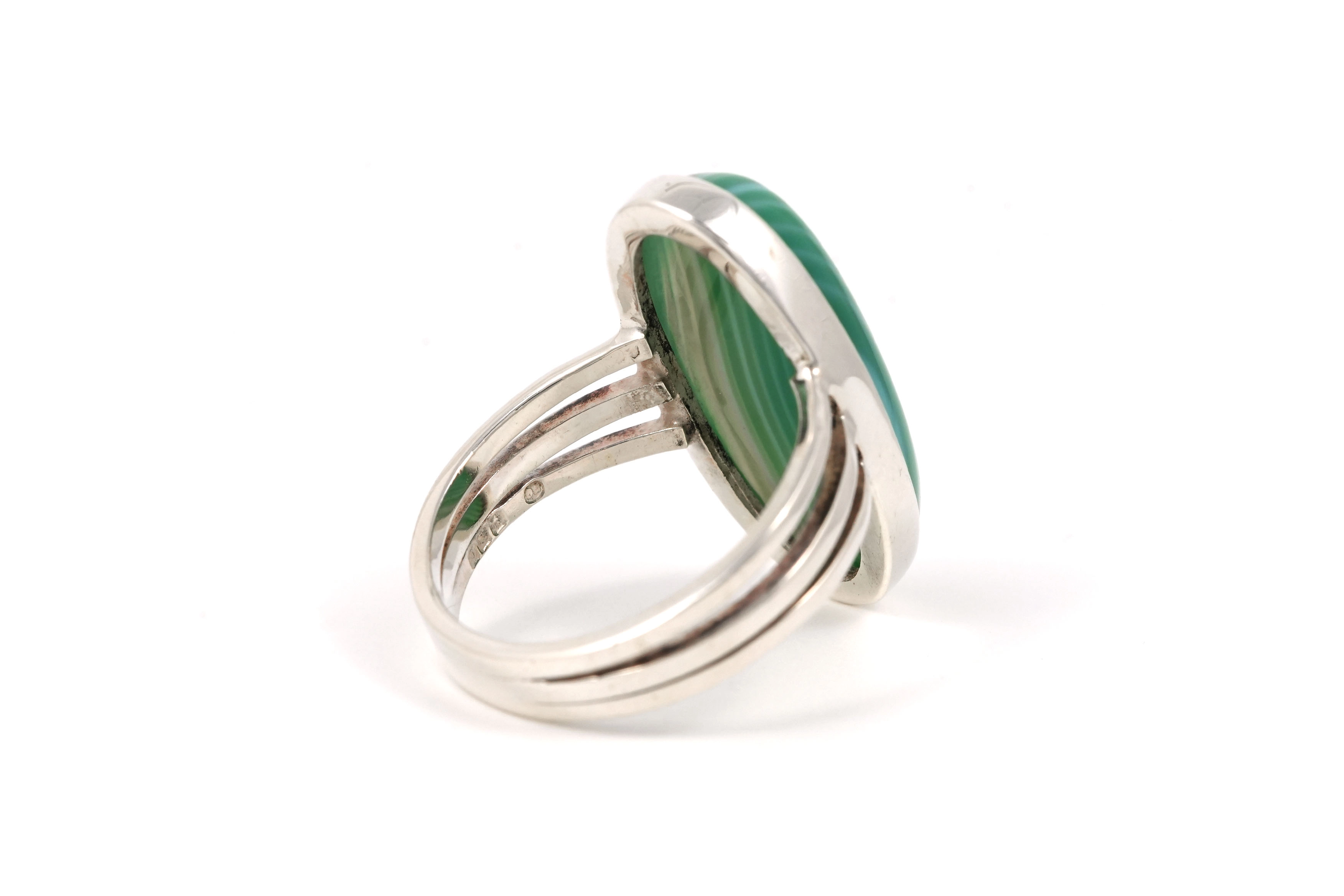 Bague Années 70 en argent sertie d'une agate - - 5