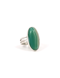 Bague Années 70 en argent sertie d'une agate - - 6