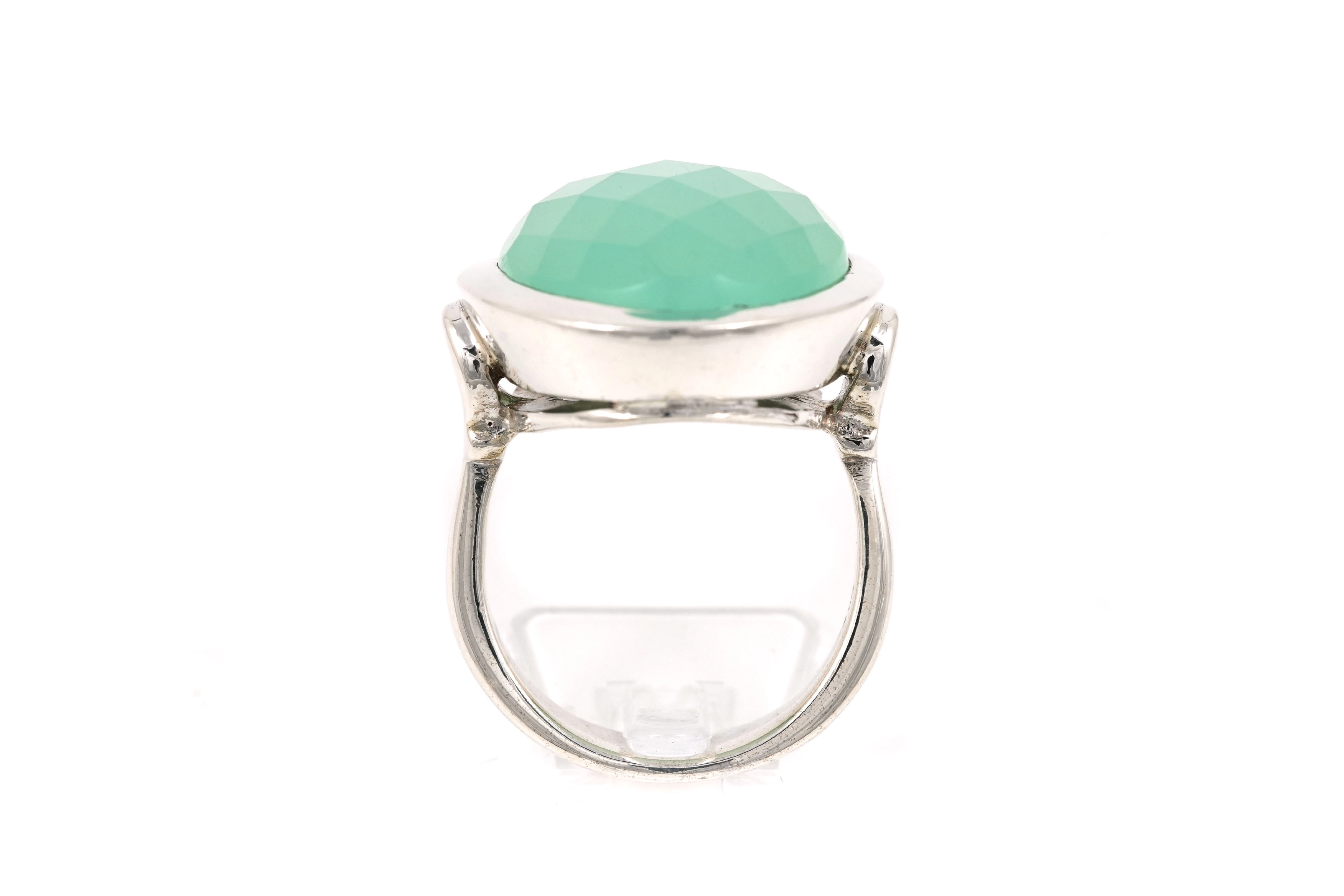 Bague contemporaine en argent sertie d'une calcédoine - - 4