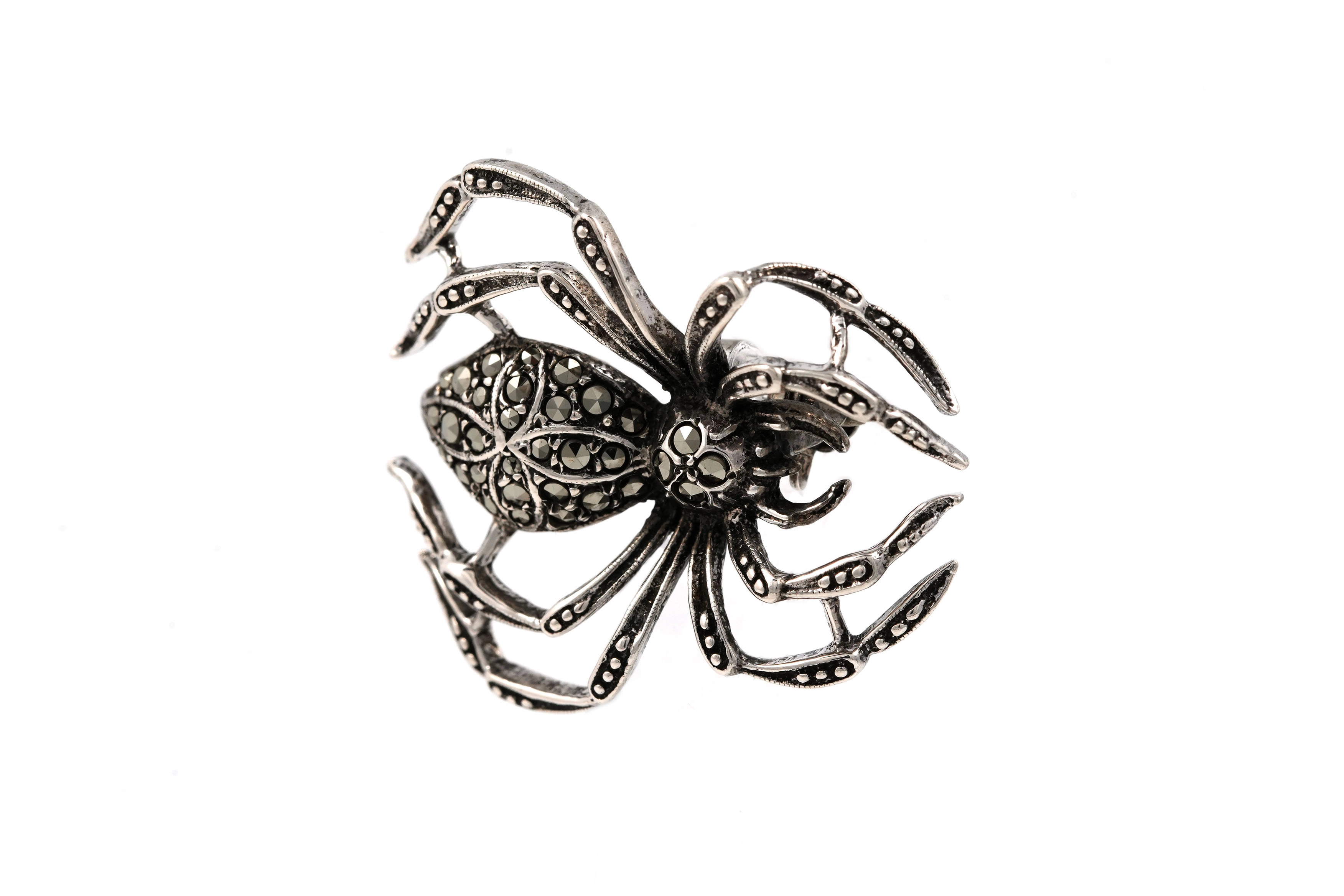 Broche Art Déco en argent 835 sertie de marcassites - - 2