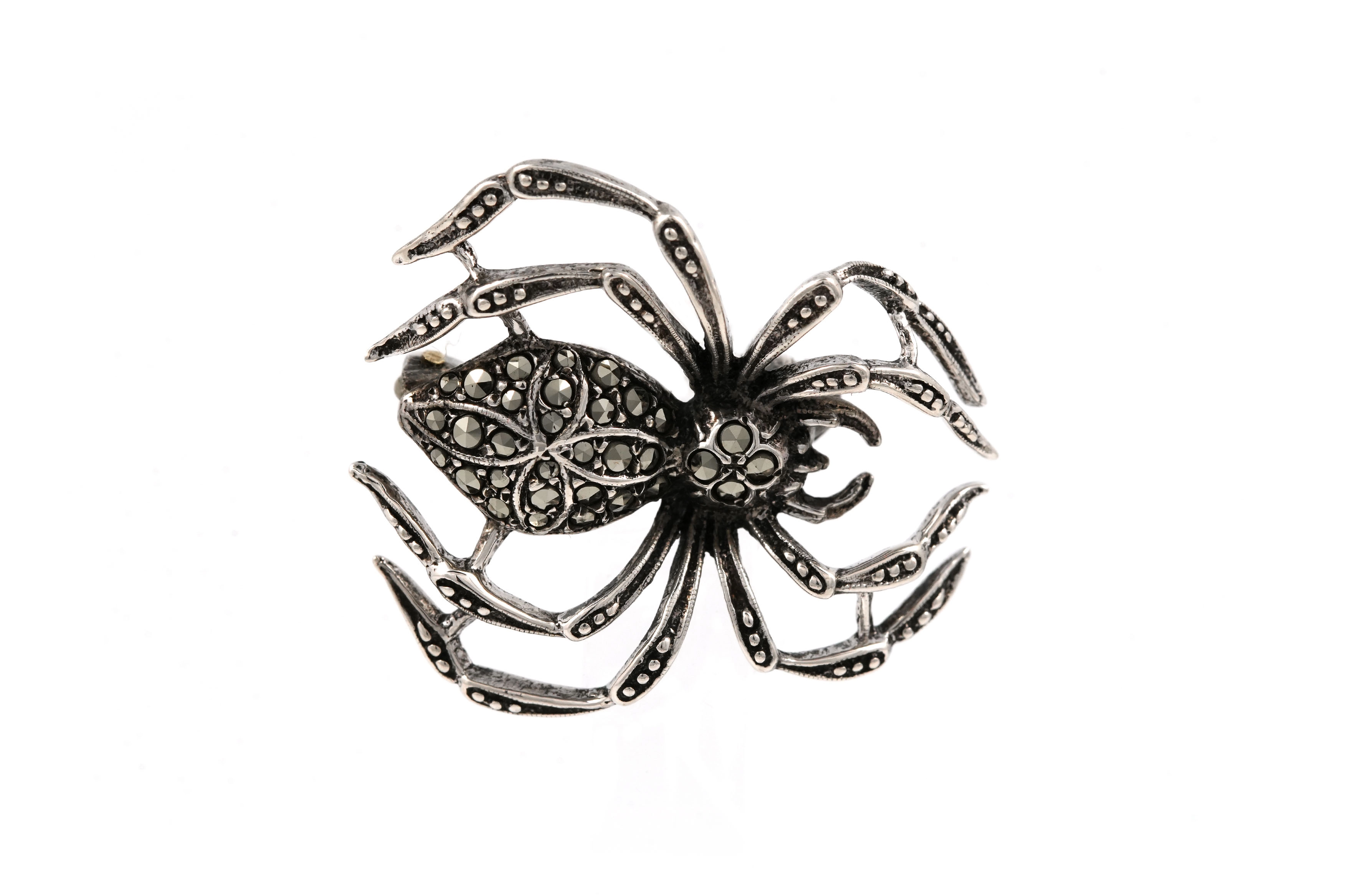 Broche Art Déco en argent 835 sertie de marcassites - - 1