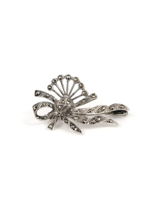 Broche Art Déco en argent sertie de marcassites - - 1