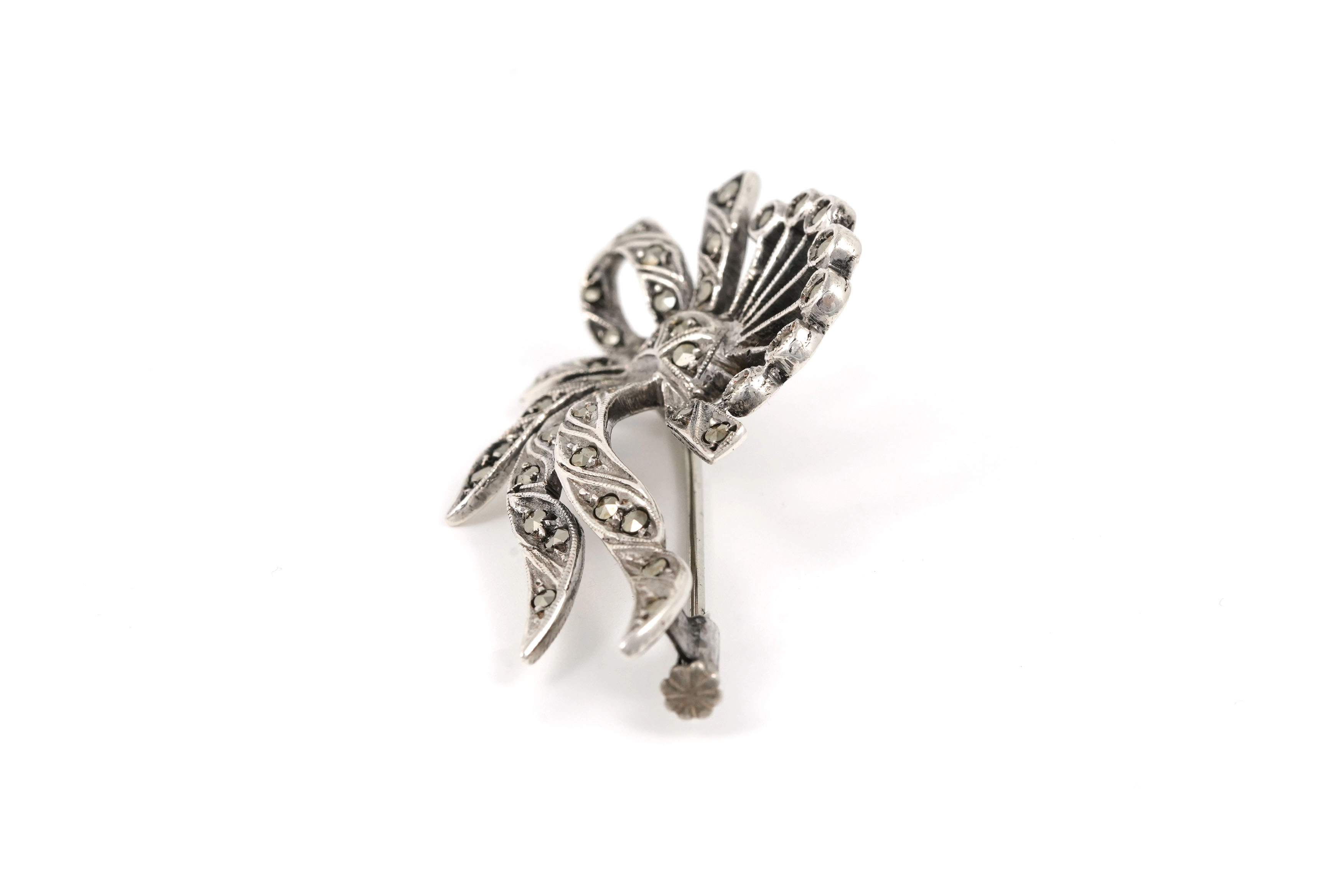 Broche Art Déco en argent sertie de marcassites - - 3