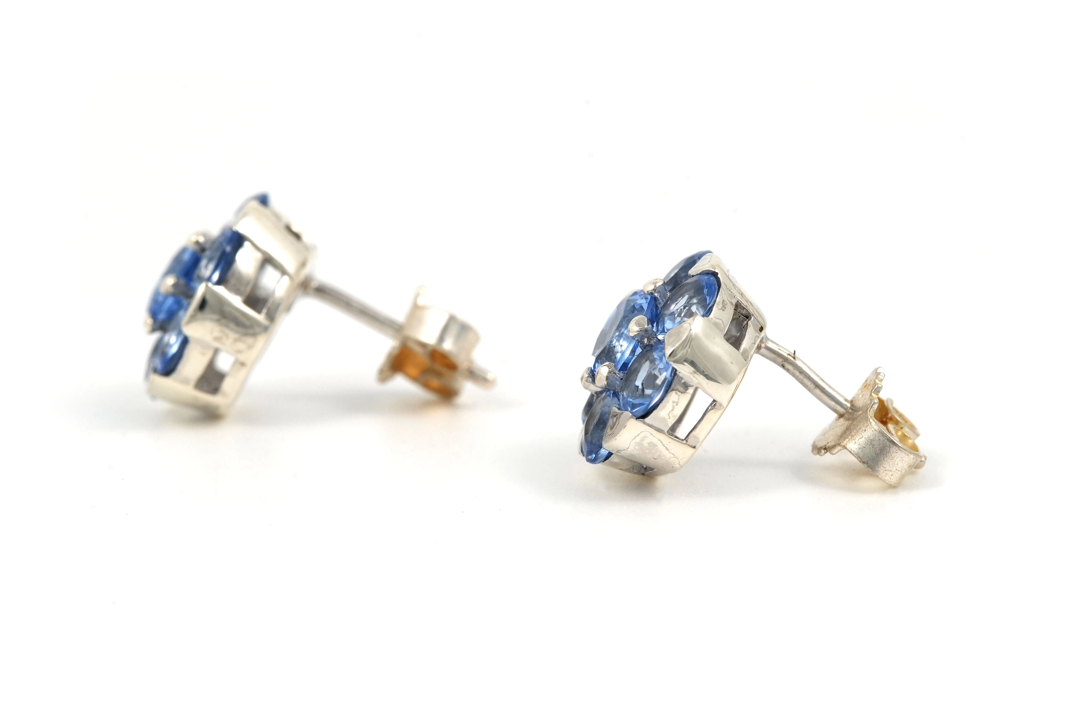Boucles d'oreilles contemporaines en argent 925 serties de cristal - - 3