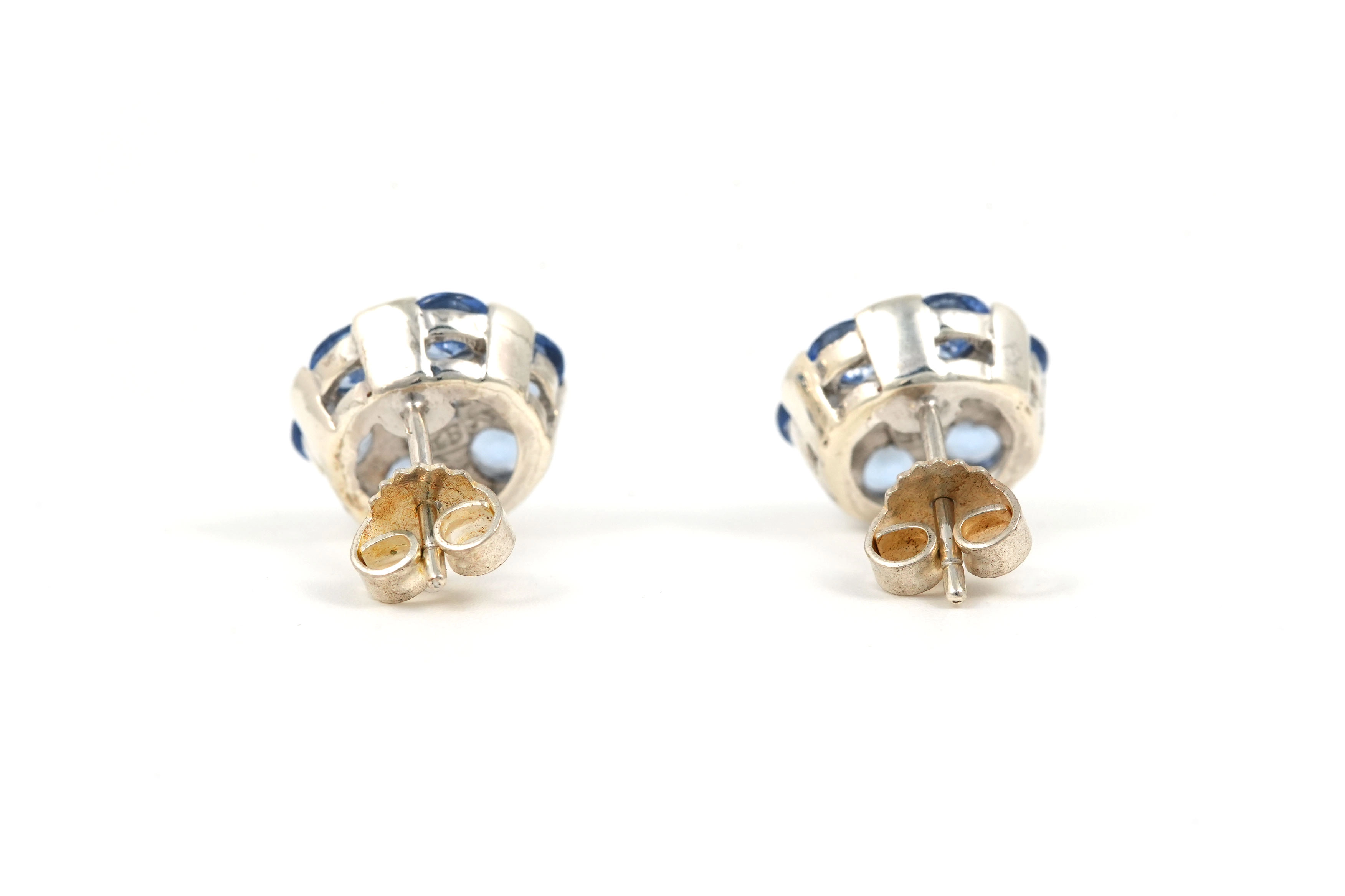 Boucles d'oreilles contemporaines en argent 925 serties de cristal - - 4
