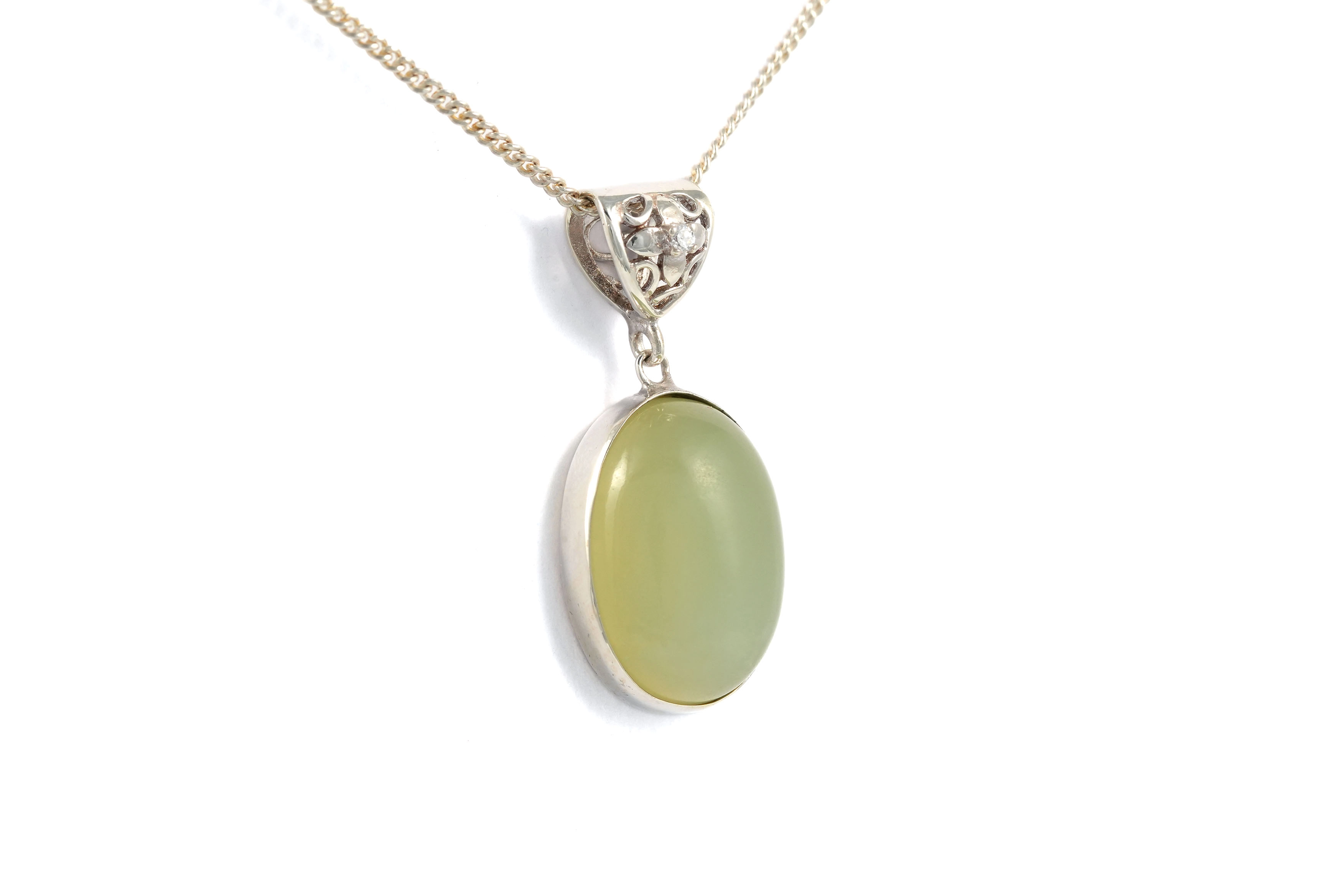 Pendentif contemporain en argent 925 serti d'une calcédoine - - 2