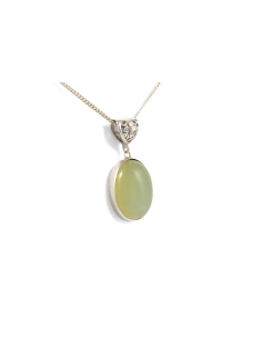 Pendentif contemporain en argent 925 serti d'une calcédoine - - 2