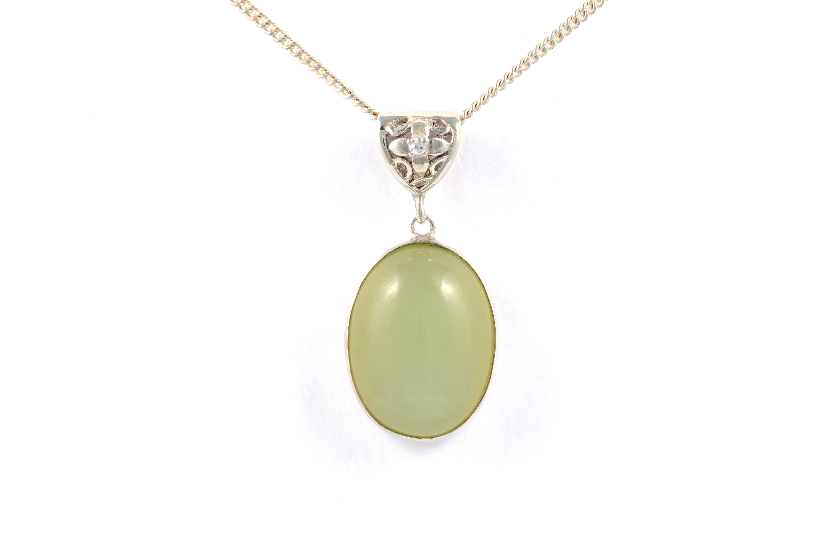 Pendentif contemporain en argent 925 serti d'une calcédoine - - 1