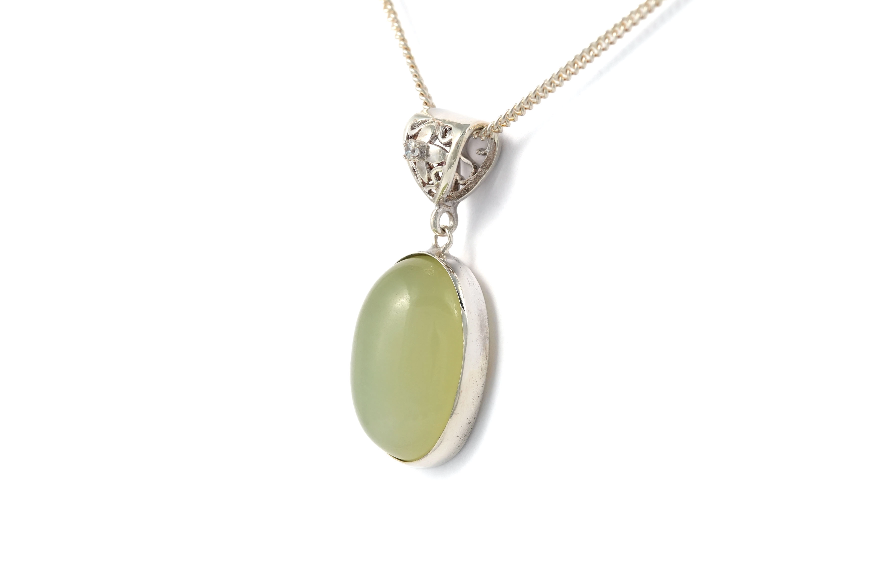 Pendentif contemporain en argent 925 serti d'une calcédoine - - 4