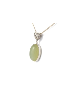 Pendentif contemporain en argent 925 serti d'une calcédoine - - 4