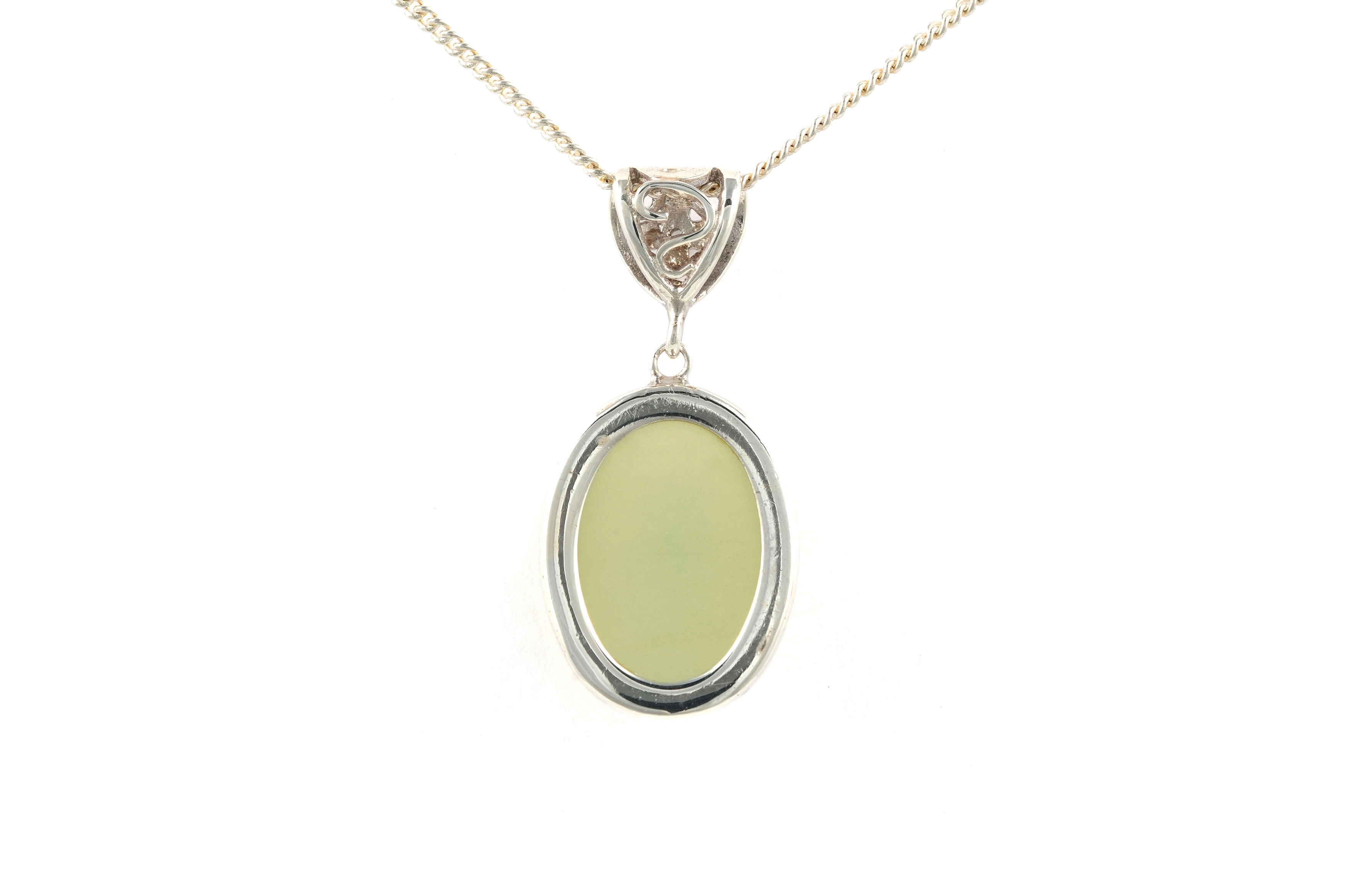 Pendentif contemporain en argent 925 serti d'une calcédoine - - 6