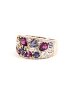 Bague contemporaine en argent 925 sertie de cordiérite, grenat et topaze - - 2