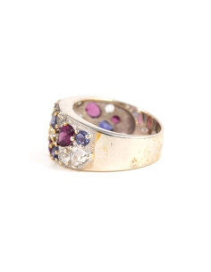Bague contemporaine en argent 925 sertie de cordiérite, grenat et topaze - - 3