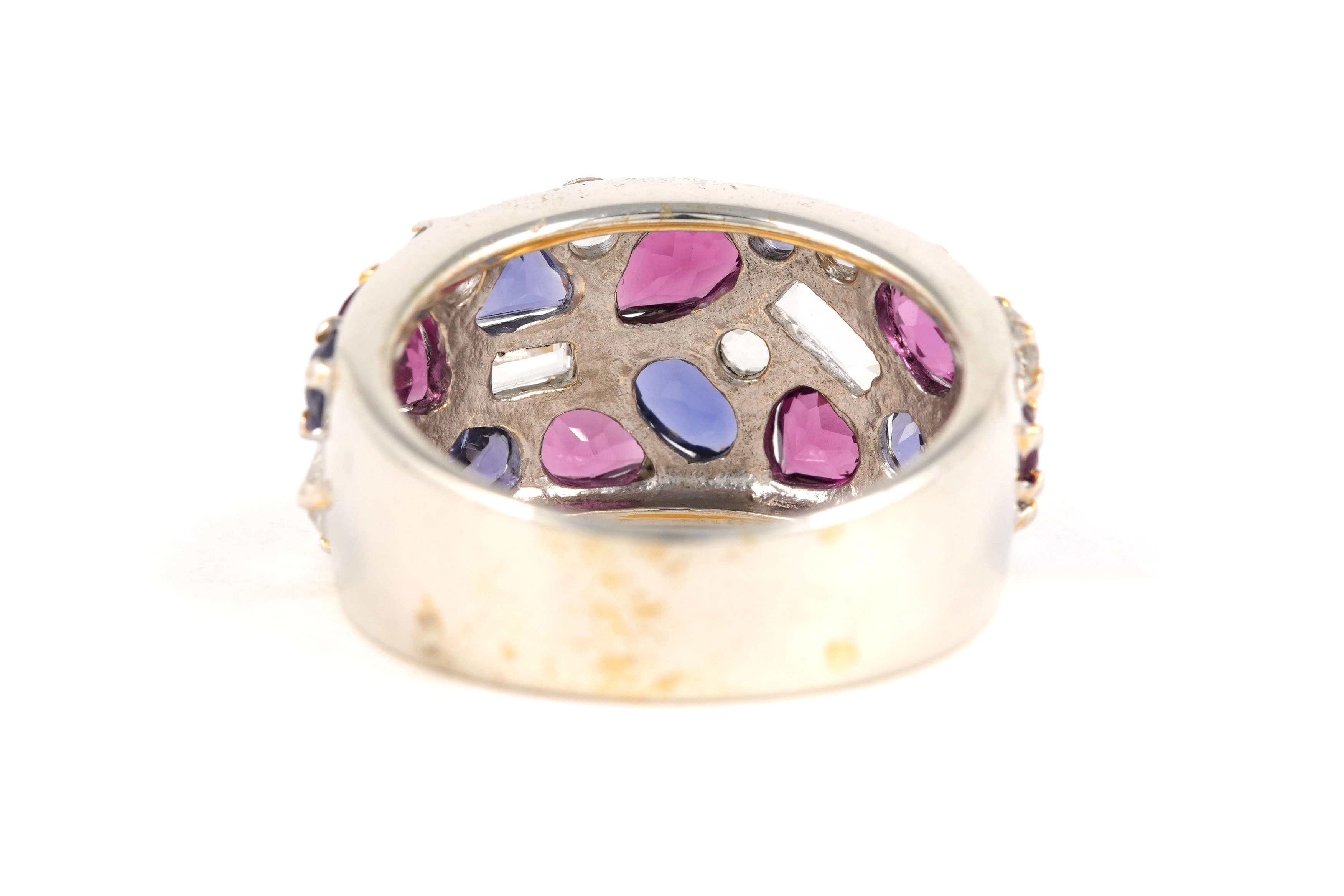 Bague contemporaine en argent 925 sertie de cordiérite, grenat et topaze - - 4