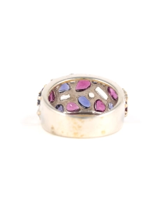 Bague contemporaine en argent 925 sertie de cordiérite, grenat et topaze - - 4