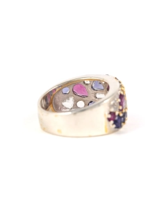 Bague contemporaine en argent 925 sertie de cordiérite, grenat et topaze - - 5