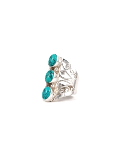 Bague contemporaine en argent 925 sertie des turquoises - - 2
