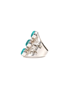 Bague contemporaine en argent 925 sertie des turquoises - - 3