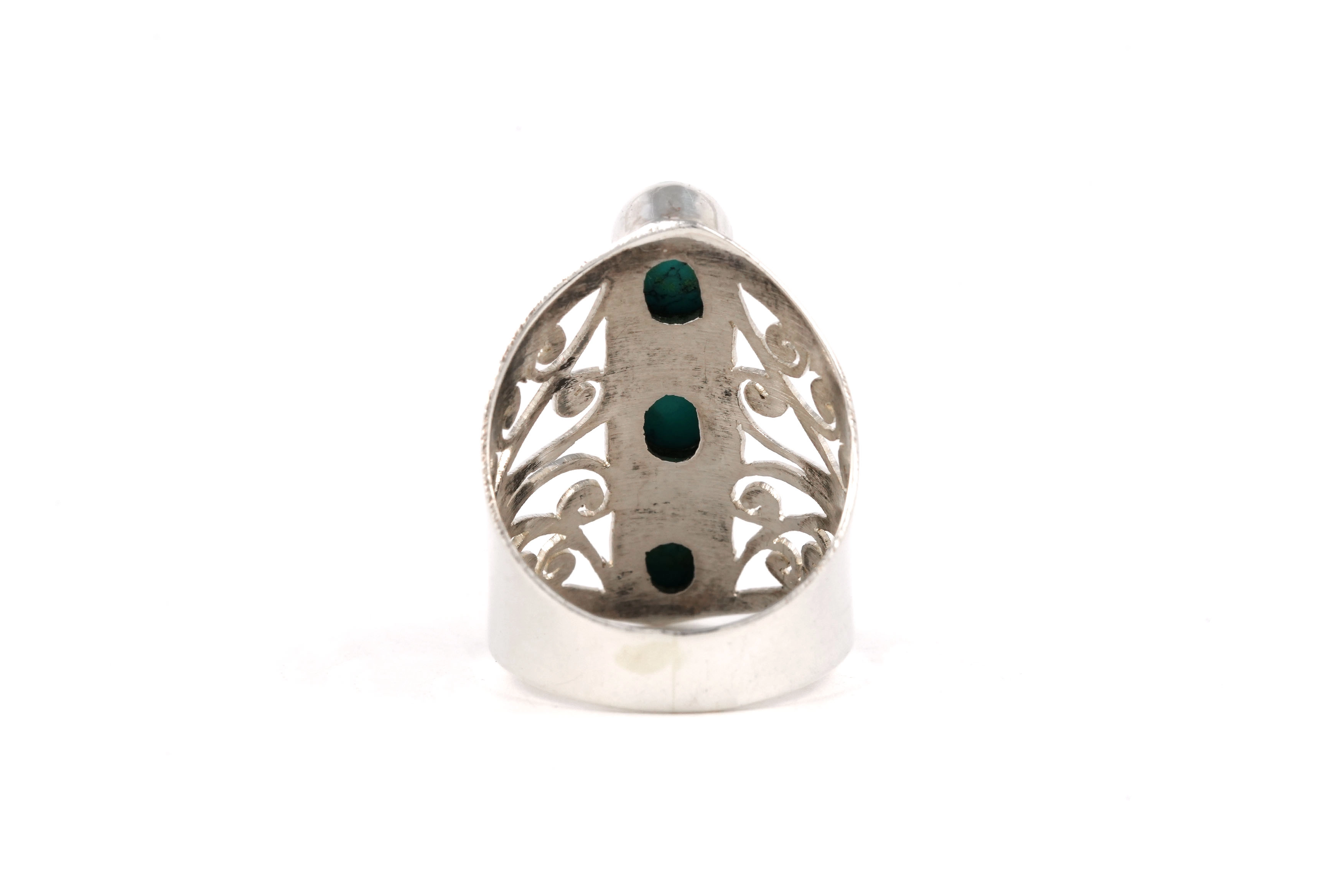 Bague contemporaine en argent 925 sertie des turquoises - - 4