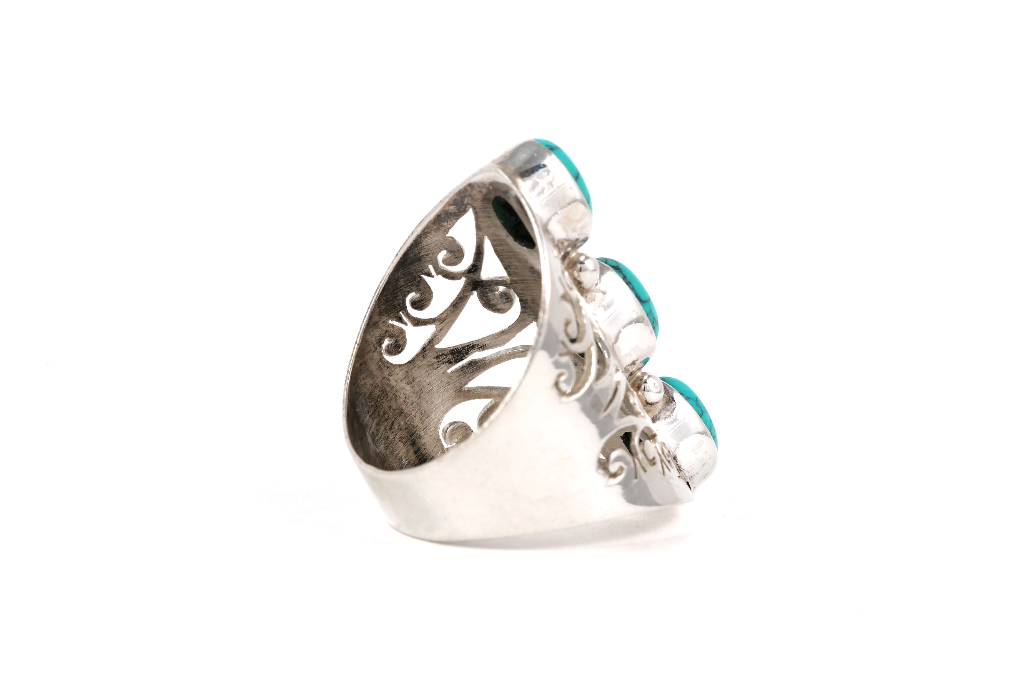 Bague contemporaine en argent 925 sertie des turquoises - - 5