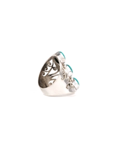 Bague contemporaine en argent 925 sertie des turquoises - - 5