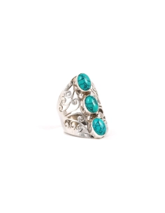 Bague contemporaine en argent 925 sertie des turquoises - - 6