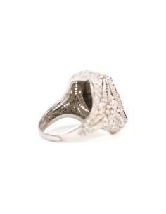 Bague Années 70 en argent 925 sertie de bois - - 5
