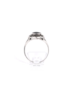 Bague contemporaine en argent 925 sertie d'une onyx et de marcassites - - 4