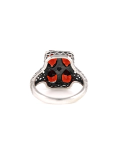 Bague contemporaine en argent 925 sertie de grenats et de marcassites - - 4
