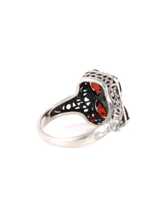 Bague contemporaine en argent 925 sertie de grenats et de marcassites - - 5