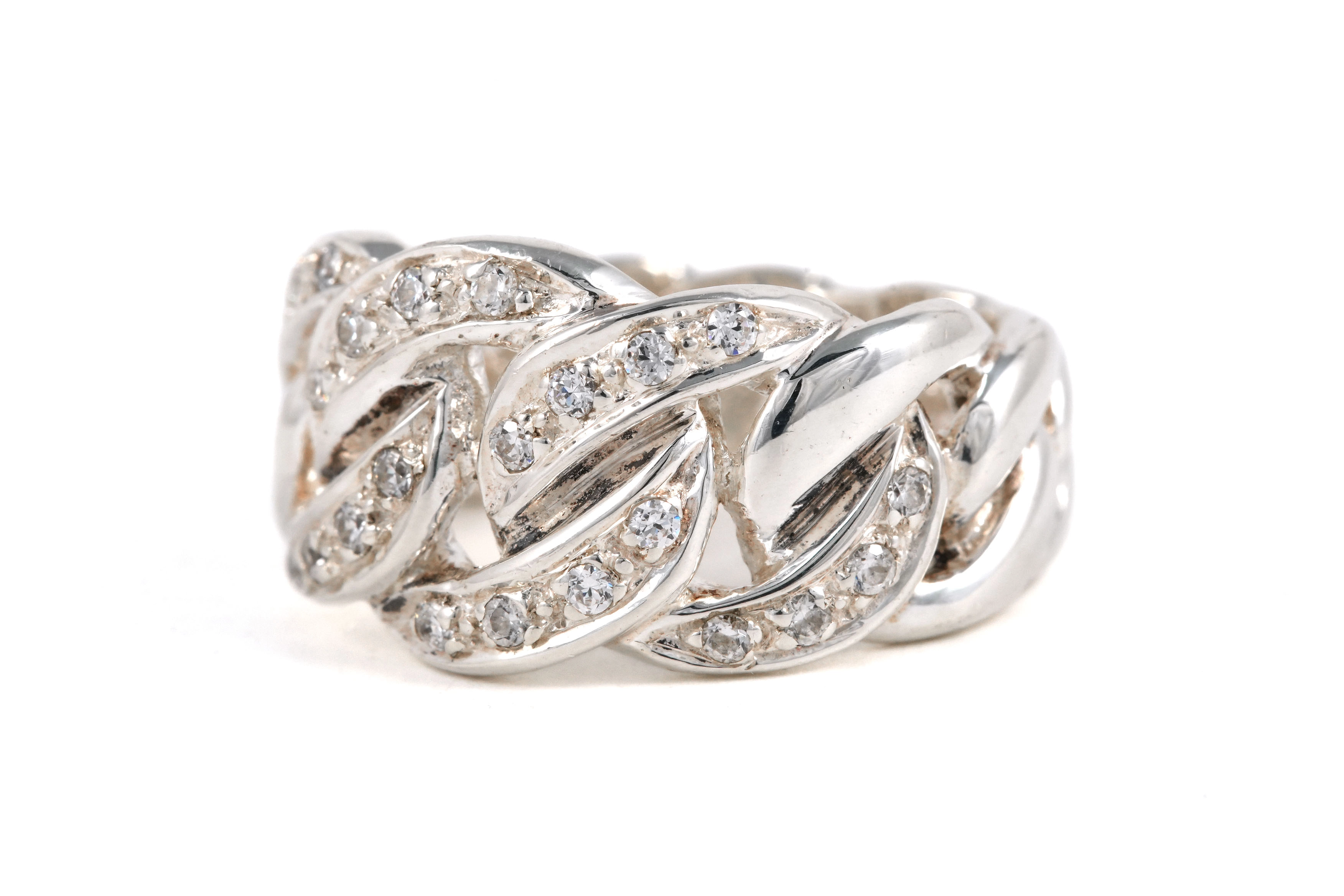 Bague contemporaine en argent 925 sertie de zirconiums - - 2